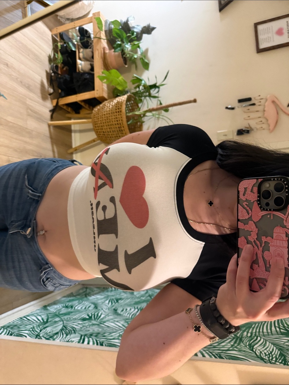 White and Black Raglan Crop Top with 'I ♥ ME Print